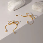 Load image into Gallery viewer, 18k Dainty Feminine Chain Bow Earrings
