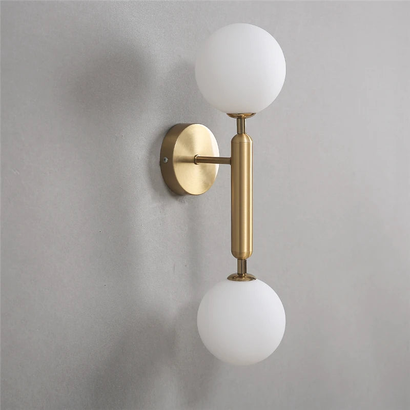 Golden Contemporary Glass Ball Wall Light Fixture