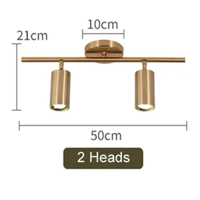 Modern Black & Gold Flush-Mount Ceiling Spotlight Track Lighting Fixture