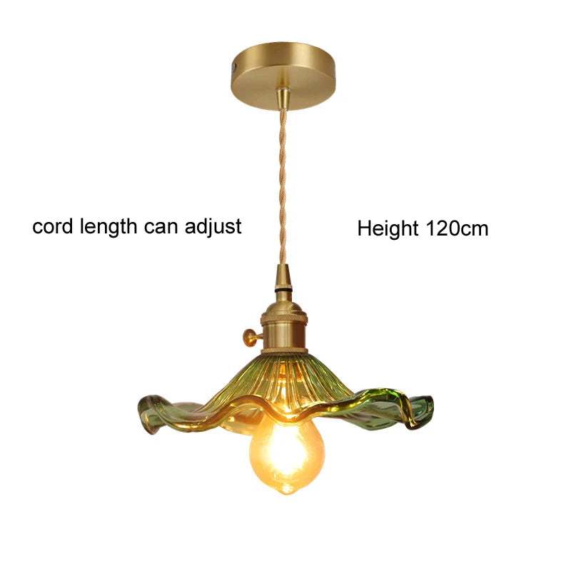 Colorful Glass & Copper Pendant Light Fixture