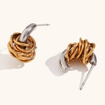 Load image into Gallery viewer, Dainty Two Tone C Hoop Wrapped Earrings
