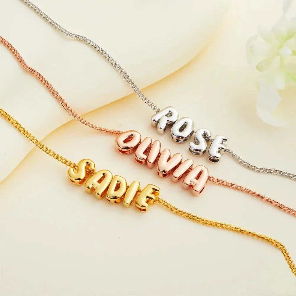 Curved Bubble Letter Necklace