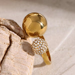 Load image into Gallery viewer, Asymmetric Diamond Accented Sphere Ring

