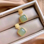 Load image into Gallery viewer, Geometric Square Jade Earrings
