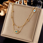 Load image into Gallery viewer, Dainty Satellite Chain Evil Eye Necklace Stack
