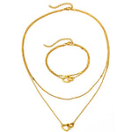 Load image into Gallery viewer, Dainty Curb &amp; Chain Link Dual Heart Necklace and Bracelet Set
