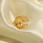Load image into Gallery viewer, 18k Triple Rose Stone Ring Stack
