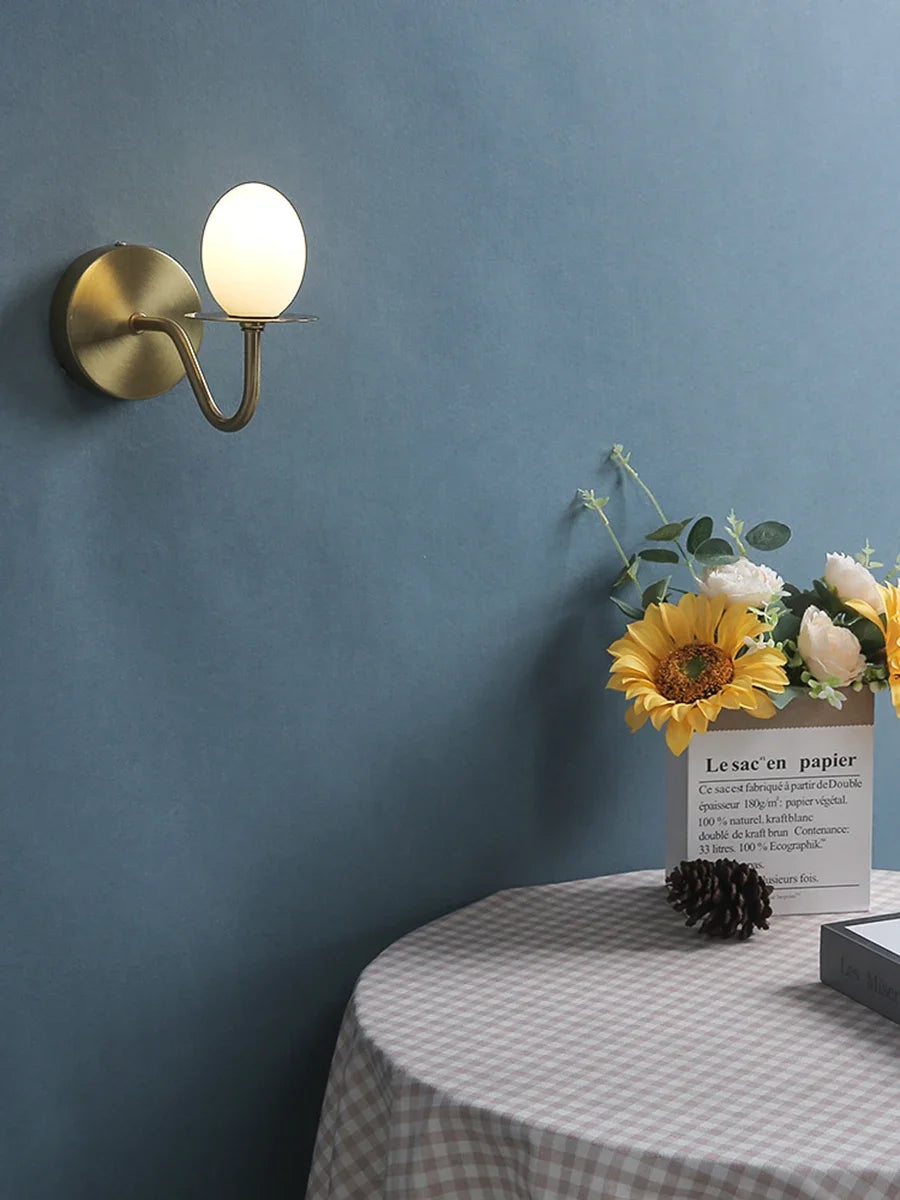 Iron Frame Egg Glass Ball Indoor Wall Lamp in Gold or Black