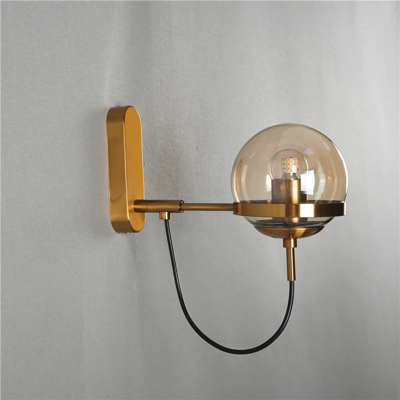 Vintage Glass Globe Modern Wall Lamp Light Fixture