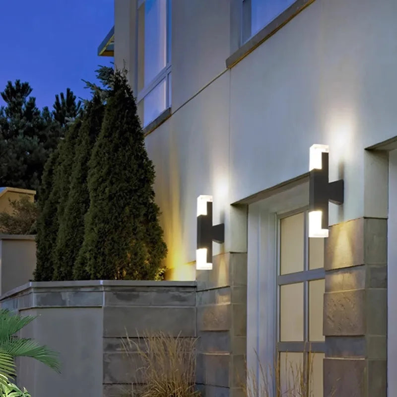 Black Modern Outdoor LED Wall Sconce with PIR Sensor