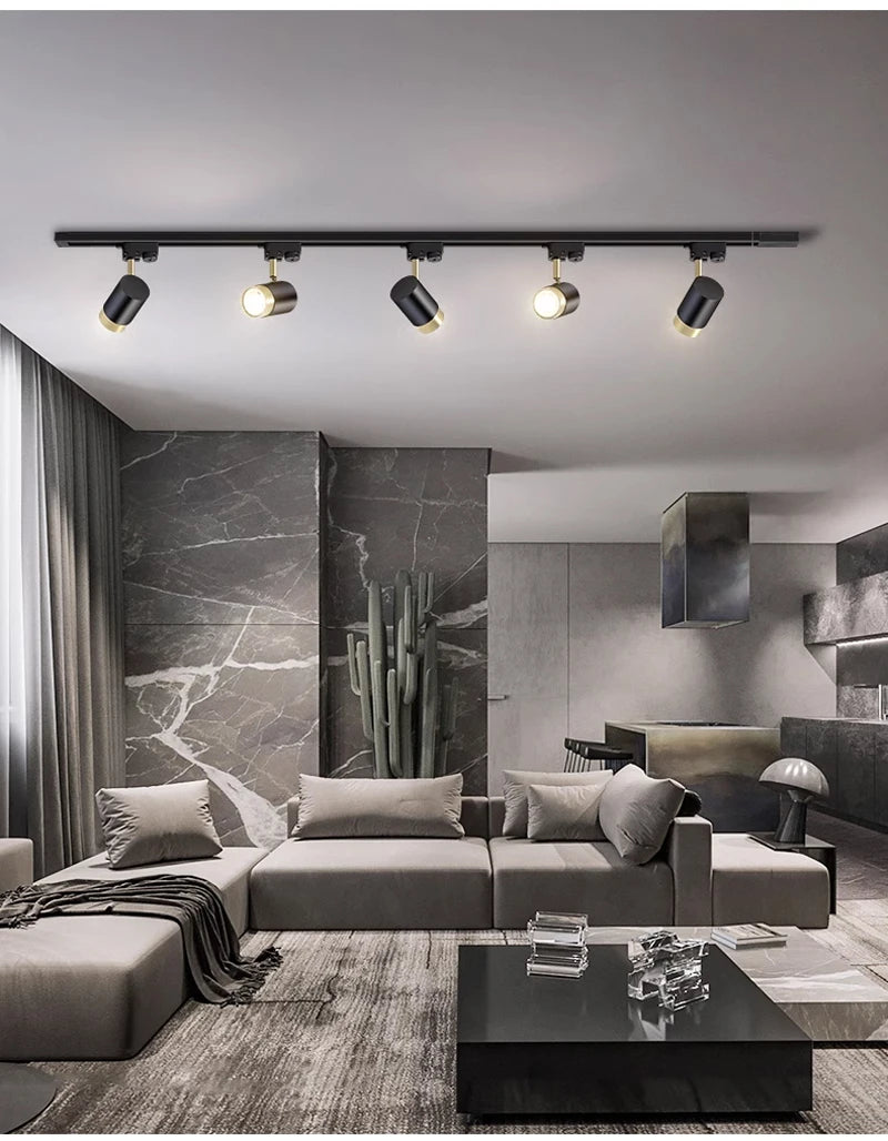 Multi-Angle Adjustable Flush-Mount Spotlight Track Lighting Fixture