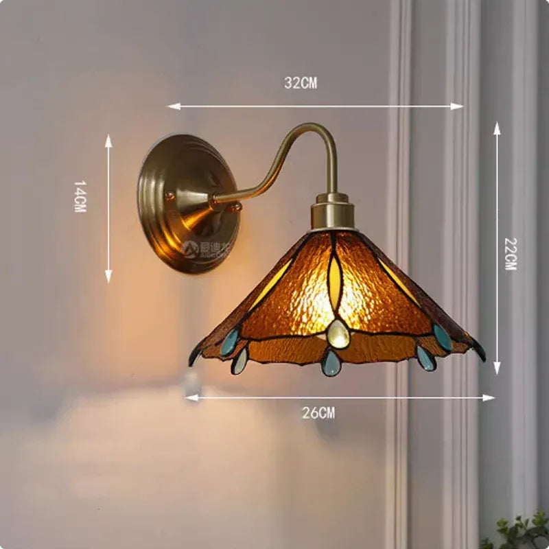 Retro Copper Tiffany Wall Lamp Light Fixture
