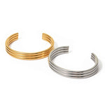 Load image into Gallery viewer, 18k Triple Ribbed Bangle Bracelet
