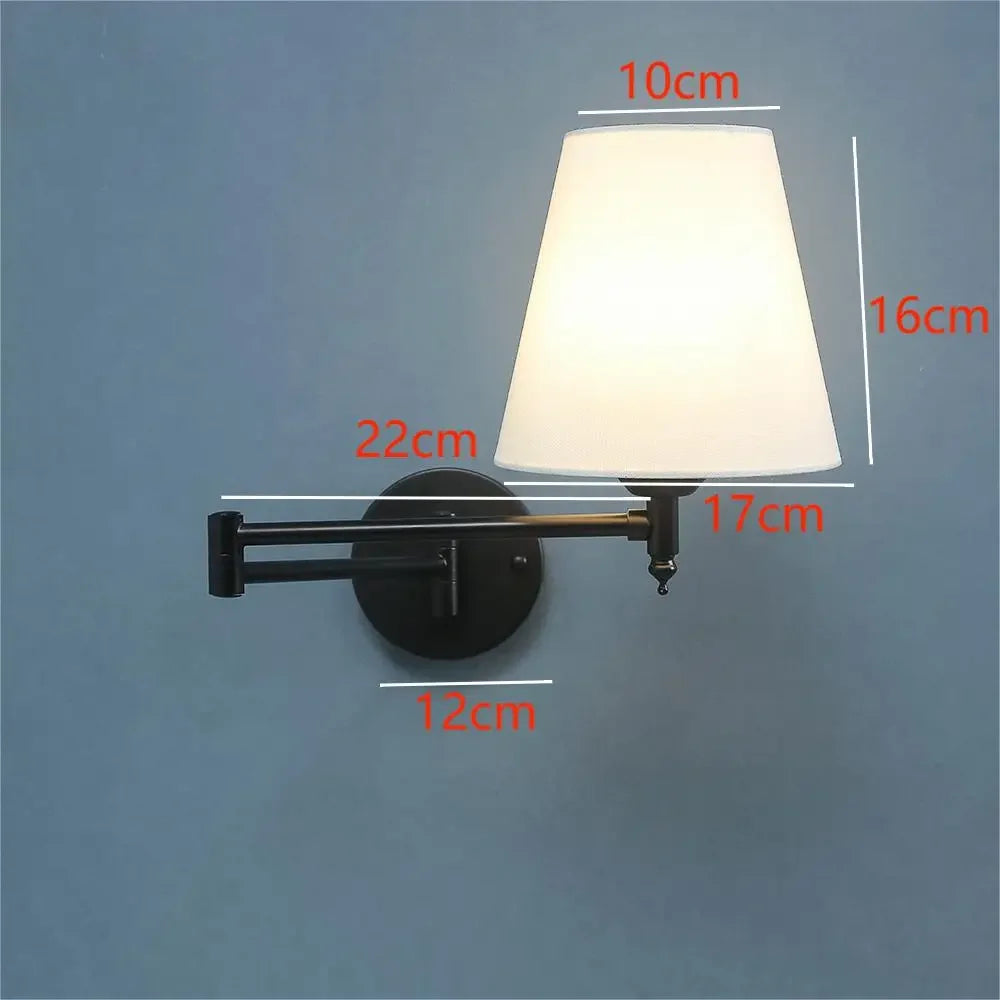 American Classic Linen Shade Wall Light Fixture With Folding Swing Arm