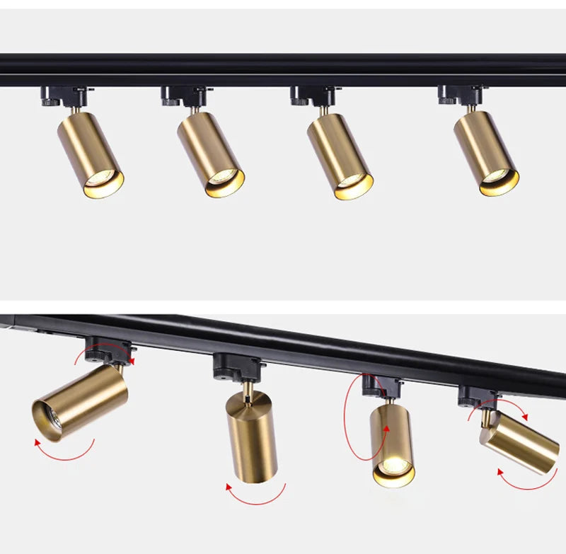 Modern Black & Gold Flush-Mount Ceiling Spotlight Track Lighting Fixture