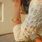 Load image into Gallery viewer, 18k Triple Ribbed Bangle Bracelet
