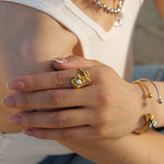 Load image into Gallery viewer, Adjustable Pearl Camellia Flower Ring
