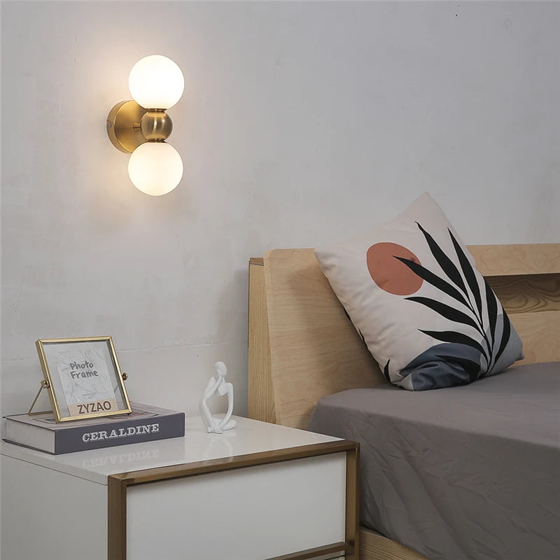 Golden Contemporary Glass Ball Wall Light Fixture