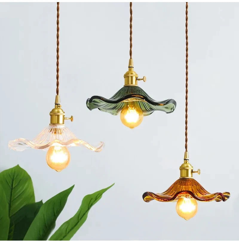 Colorful Glass & Copper Pendant Light Fixture