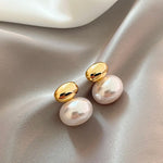 Load image into Gallery viewer, Classy Gold Accented Pearl Stud Earrings
