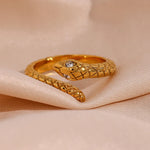 Load image into Gallery viewer, Diamond Eye Snake Wrap Around Ring
