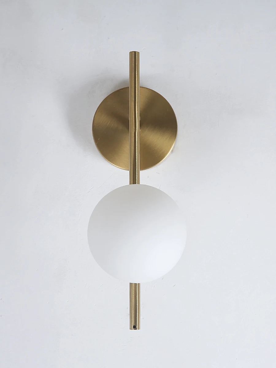 Modern Golden Wall Lights with Milky Glass Round Ball