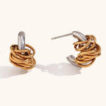 Load image into Gallery viewer, Dainty Two Tone C Hoop Wrapped Earrings
