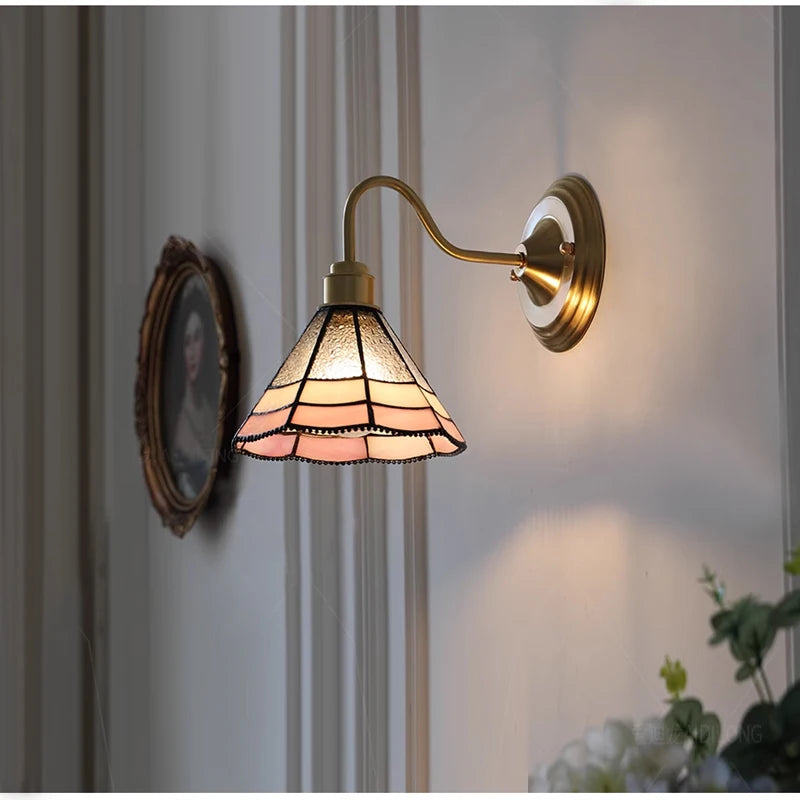 Retro Copper Tiffany Wall Lamp Light Fixture