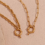 Load image into Gallery viewer, 18k Anchor Wheel Clasp Chain Necklaces

