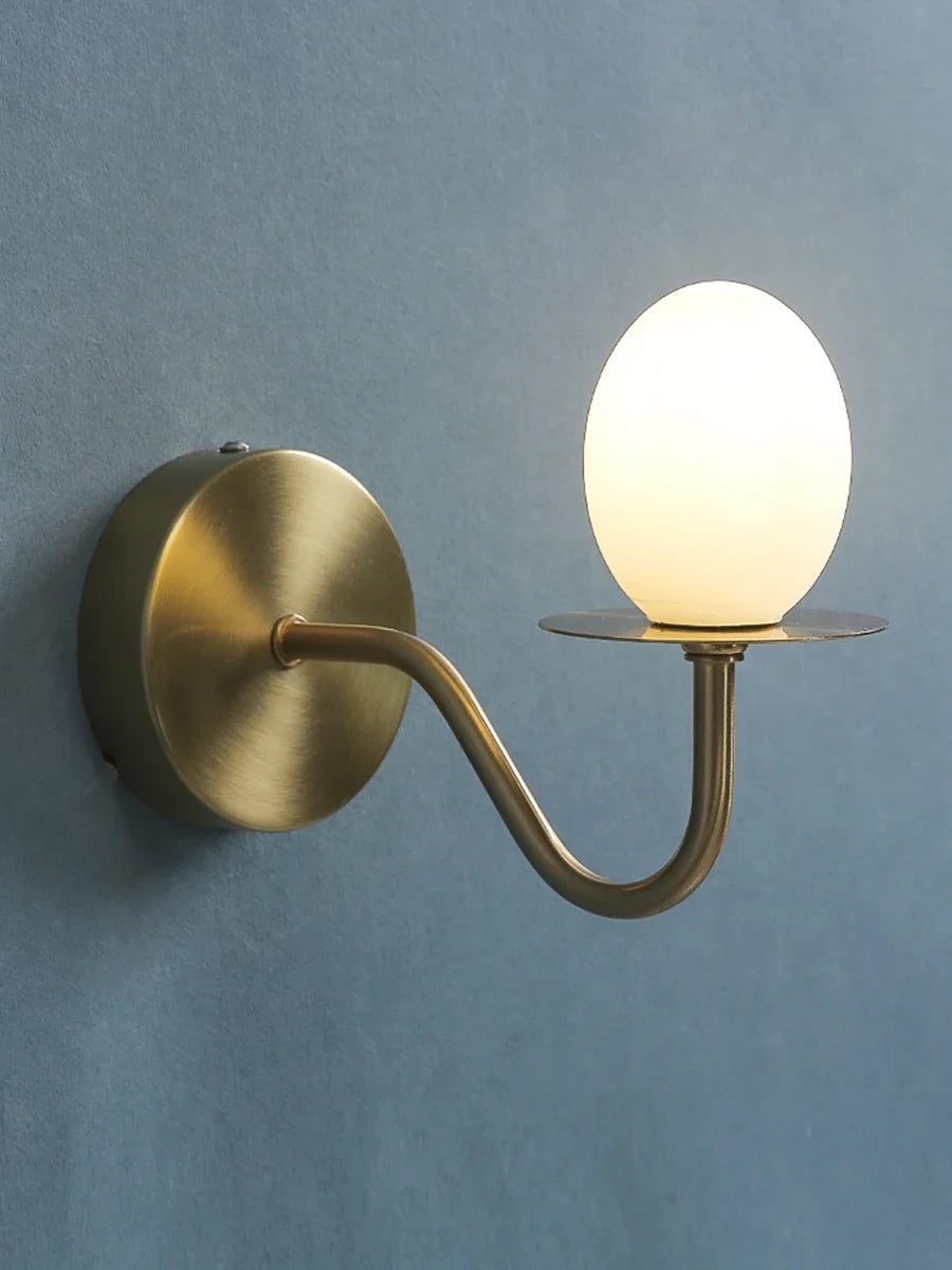 Iron Frame Egg Glass Ball Indoor Wall Lamp in Gold or Black