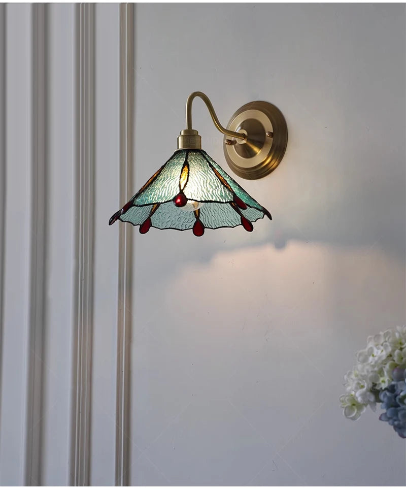 Retro Copper Tiffany Wall Lamp Light Fixture