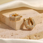 Load image into Gallery viewer, 18k Geometric Diamond Accented Earrings
