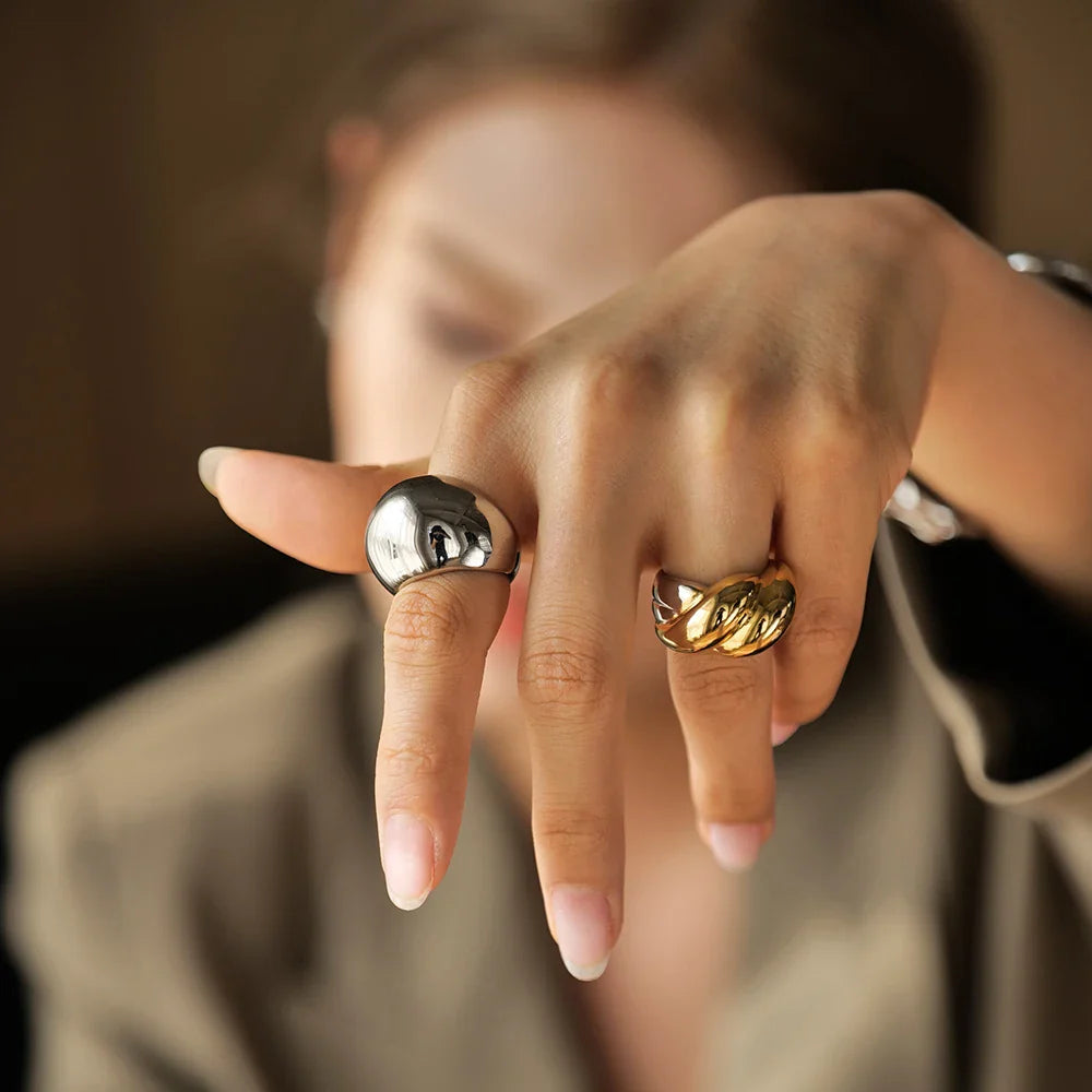 Chunky gold wrapped two tone ring