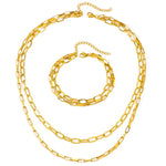 Load image into Gallery viewer, Layered Dual Paperclip Bracelet and Necklace Set
