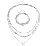 Load image into Gallery viewer, Paperclip &amp; Curb Chain Dainty Pearl Bracelet and Necklace Stack Set
