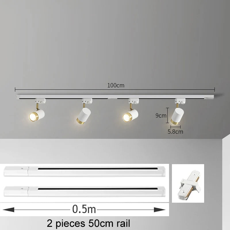 Multi-Angle Adjustable Flush-Mount Spotlight Track Lighting Fixture