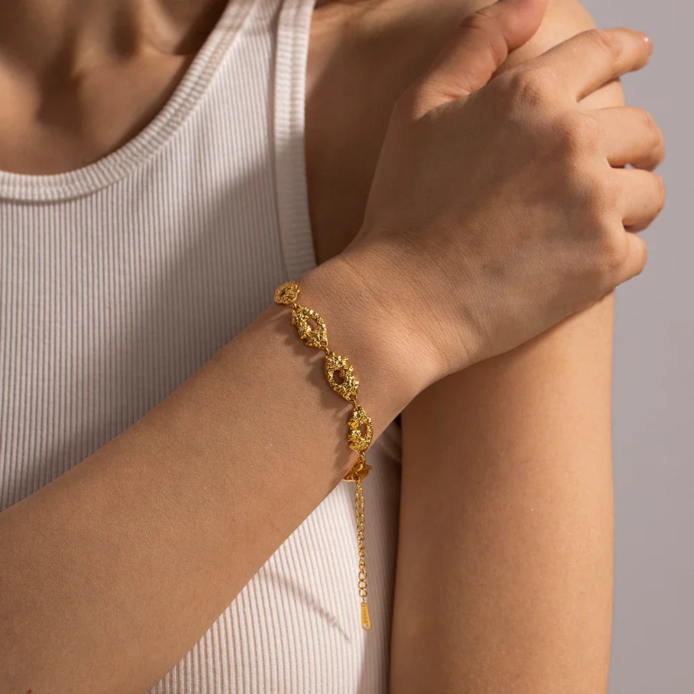 18k melted speckled gold bracelet
