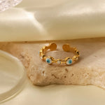 Load image into Gallery viewer, Adjustable Dainty Evil Eye Diamond Ring
