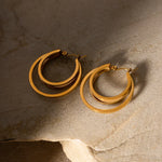 Load image into Gallery viewer, 18k Triple Layer Hoop Earrings
