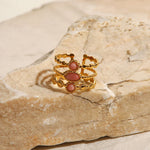 Load image into Gallery viewer, 18k Triple Rose Stone Ring Stack
