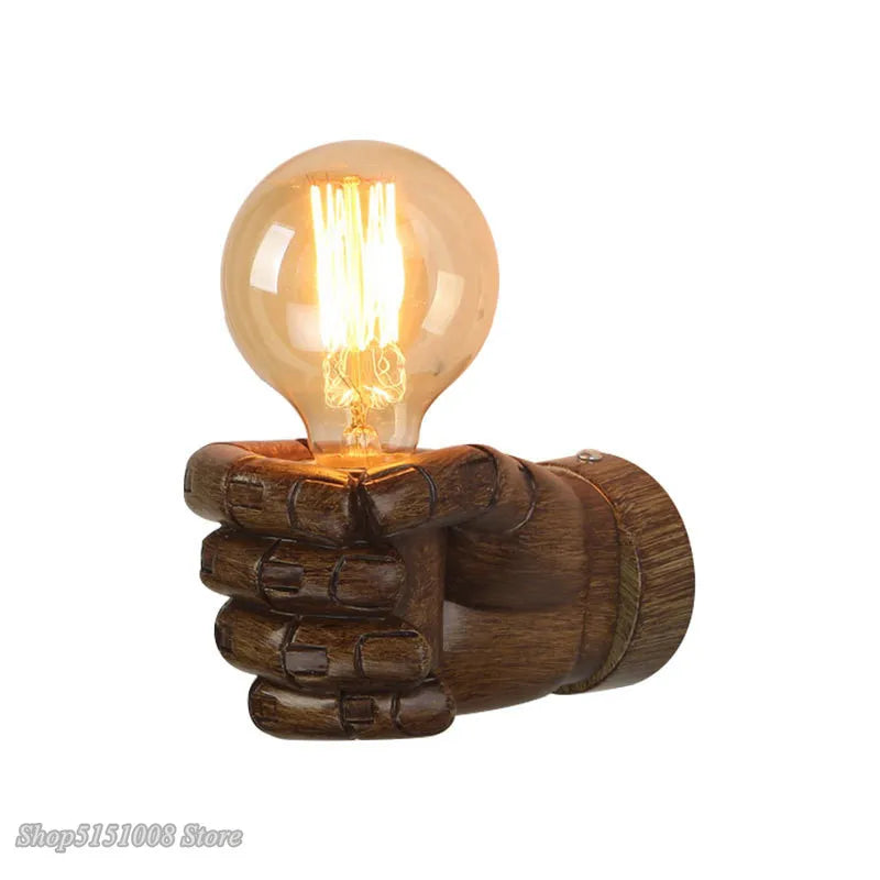 Resin Metal Hand Wall Sconce Light Fixture