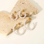 Load image into Gallery viewer, Elegant C Hoop Pearl Earrings

