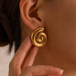 Load image into Gallery viewer, 18k Polished Spiral Earrings
