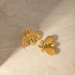 Load image into Gallery viewer, Dainty Gold Queen Bee Stud Earrings
