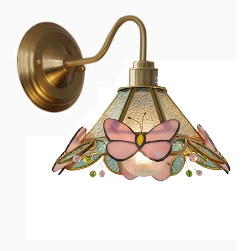 Retro Copper Tiffany Wall Lamp Light Fixture