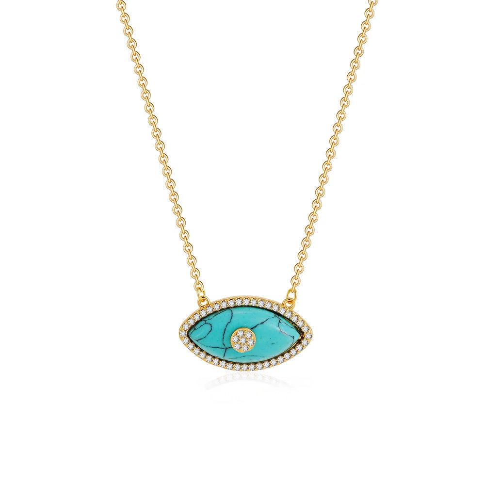 Dainty evil eye diamond accented necklace