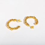 Load image into Gallery viewer, 14k Dainty Textured Spiral Hoop Earrings
