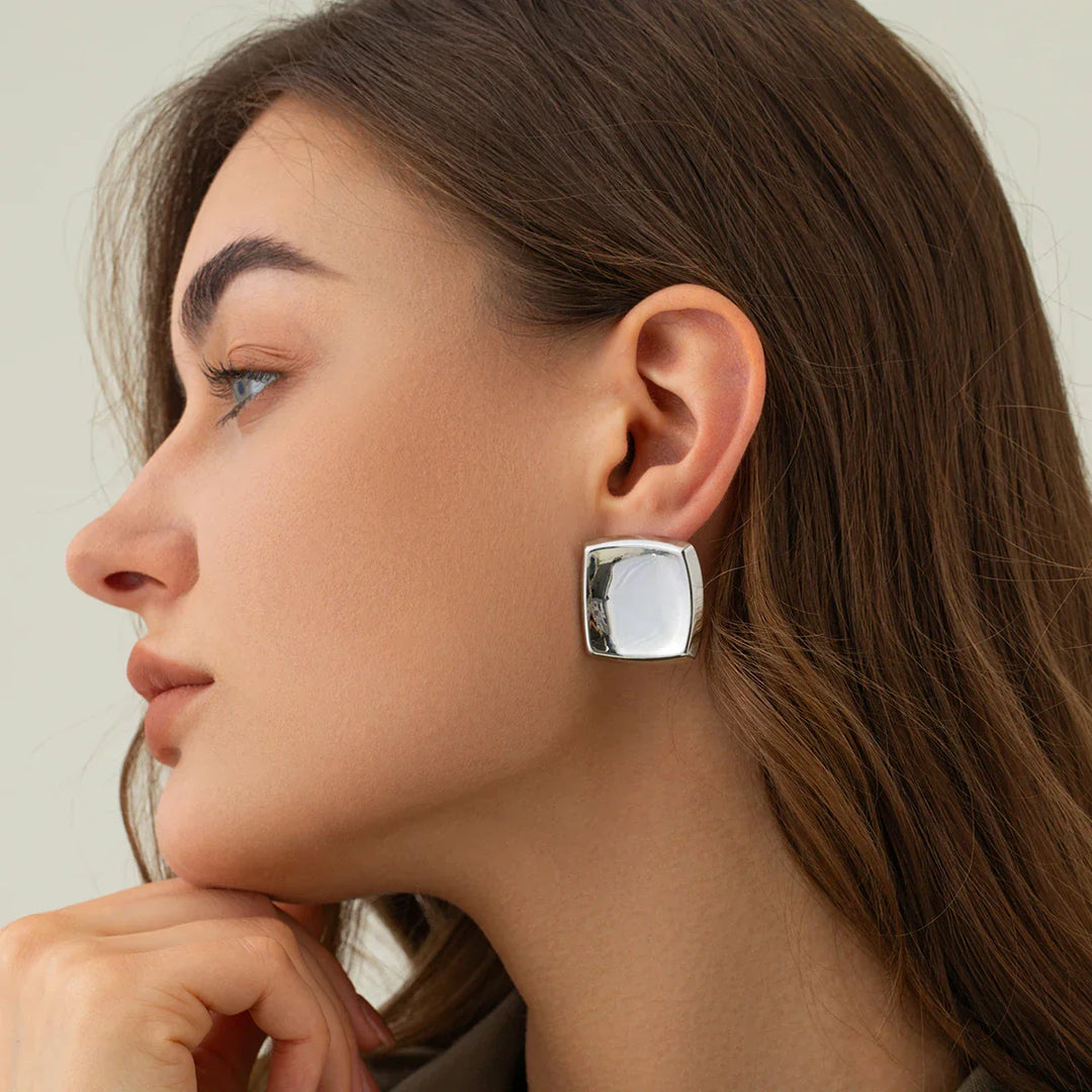 Poppy Gold Square Earrings