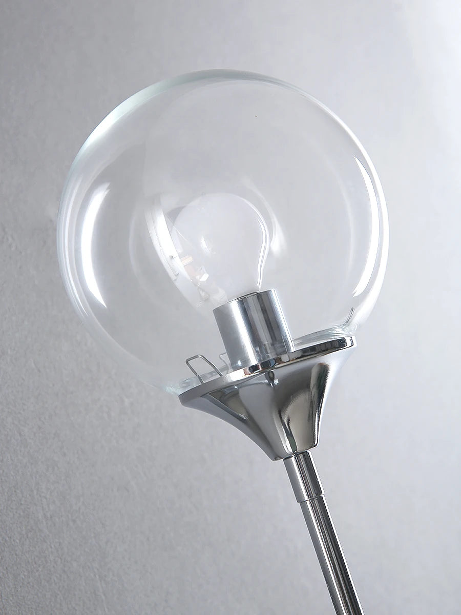 Modern Glass Globe Wall Lamp Light Fixture in Silver Frame