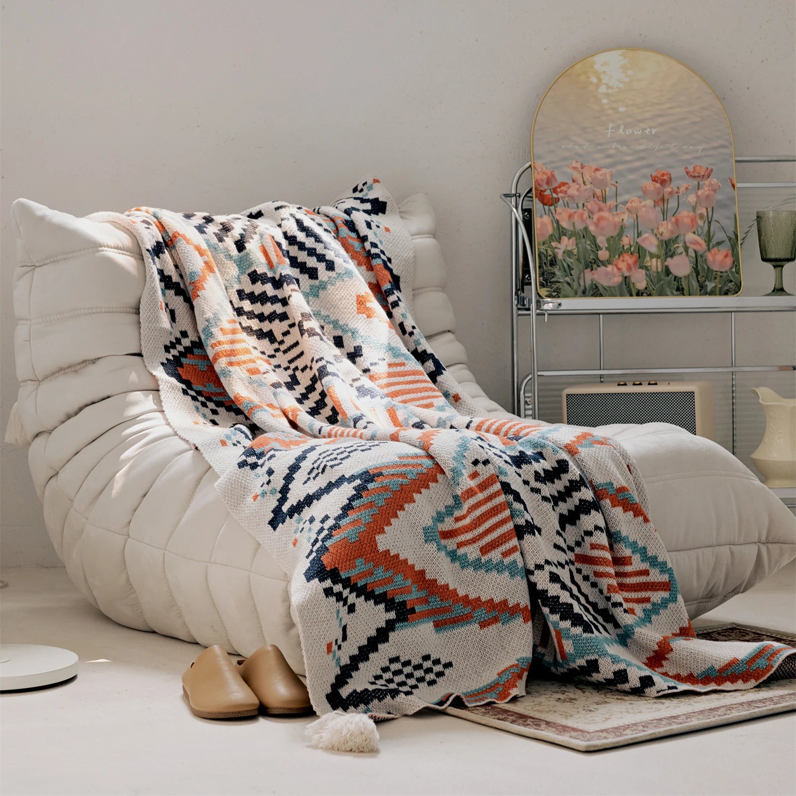 Boho Geometric Design Blanket - Breathable Summer Quilt